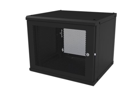 GABINETE DE PARED FIJO, PUERTA PERFORADA CON RACK DE 19 IN,       