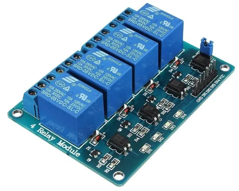 MODULO RELEVADOR DE 4 CANALES DE 12V